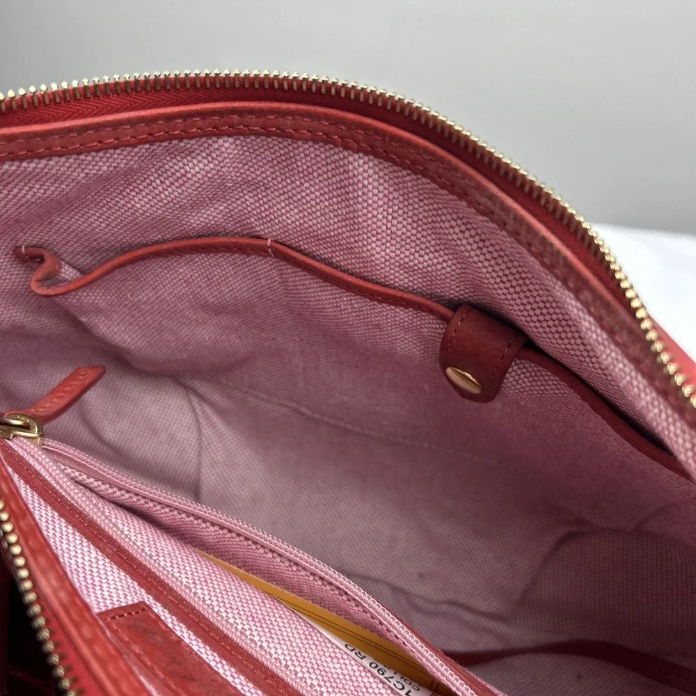 Dooney & Bourke Bag Collins Red Hobo Croc Embossed Leather 1C790 RD Purse